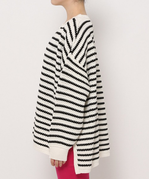 PAGEBOY（ページボーイ）の「ルーズボーダーニット（ニット/セーター・レディース・ホワイト×ブラック/マルチ・FREE）」の12枚目の写真