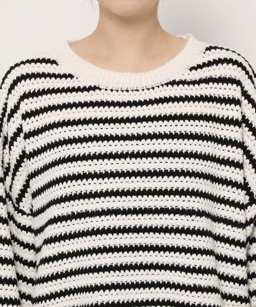 PAGEBOY（ページボーイ）の「ルーズボーダーニット（ニット/セーター・レディース・ホワイト×ブラック/マルチ・FREE）」の14枚目の写真