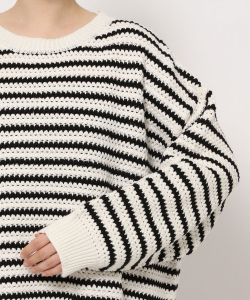 PAGEBOY（ページボーイ）の「ルーズボーダーニット（ニット/セーター・レディース・ホワイト×ブラック/マルチ・FREE）」の17枚目の写真