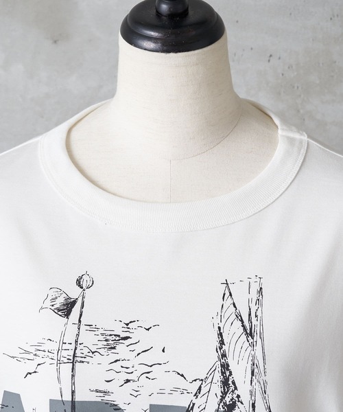 BEARDSLEY(ビアズリー)の「《FRIPIER・ユニセックス》ARMYロングTシャツ(マリーナ)(Tシャツ/カットソー・レディース・ホワイト/グレー・FREE)」の5枚目の写真