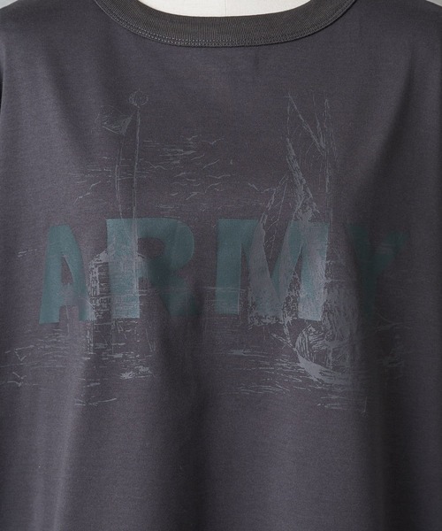 BEARDSLEY(ビアズリー)の「《FRIPIER・ユニセックス》ARMYロングTシャツ(マリーナ)(Tシャツ/カットソー・レディース・ホワイト/グレー・FREE)」の13枚目の写真