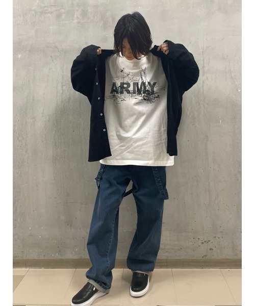 BEARDSLEY(ビアズリー)の「《FRIPIER・ユニセックス》ARMYロングTシャツ(マリーナ)(Tシャツ/カットソー・レディース・ホワイト/グレー・FREE)」の18枚目の写真