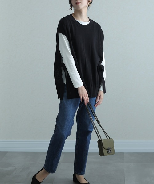 ElegChic（エレグシック）の「フライスボートネック ロング スリーブシャツ 長袖 （Tシャツ/カットソー・レディース・マジェンタ/ライトブルーグレー/チャコールグレー/杢グレー/ネイビー/ブラック/グレイッシュベージュ/ホワイト/カーキ・3L/4L/L/M/XL）」の11枚目の写真