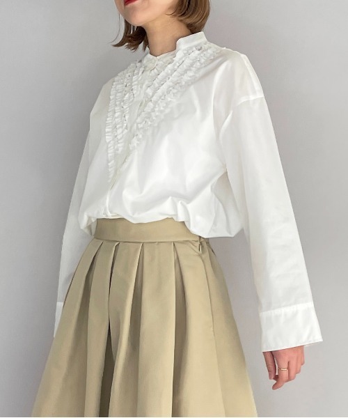 PICCIN（ピッチン）の「フロントフリルブラウス（シャツ/ブラウス・レディース・ベージュ/オフホワイト/サックスブルー・M）」の19枚目の写真