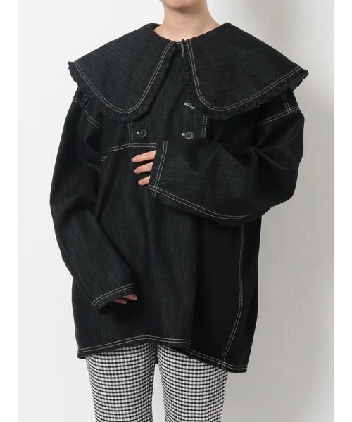 merry jenny（メリージェニー）の「デニムビッグカラーフリルブラウス（シャツ/ブラウス・レディース・ブラック/インディゴブルー・FREE）」の20枚目の写真