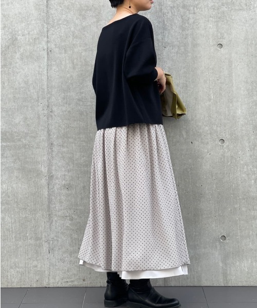 BEARDSLEY（ビアズリー）の「コットンニット ウールのチクチクが苦手な方に 洗えるニット（ニット/セーター・レディース・ブラック/ホワイト・FREE）」の3枚目の写真