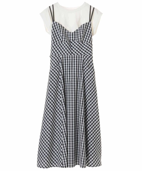 31 Sons de mode（トランテアン　ソン　ドゥ　モード）の「インナーセットギンガムチェックキャミワンピース（ワンピース・レディース・ブラック×ホワイト/イエロー・36/38）」の10枚目の写真