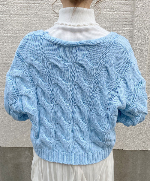 titty＆Co. PETIT（ティティアンドコープティ）の「【titty&Co.PETIT】SSケーブルニットカーデトップス（カーディガン/ボレロ・レディース・ホワイト/ブルー/ピンク・FREE）」の8枚目の写真