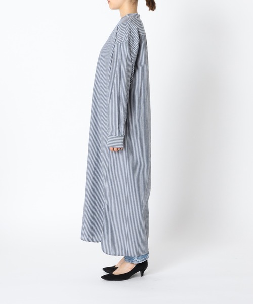 ARMEN(アーメン)の「【ARMEN/アーメン】 UTILITY BAND COLLAR LONG OP STRIPE:ワンピース◆(ワンピース・レディース・ブルー・FREE)」の8枚目の写真