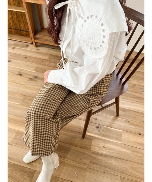 JUMELLE(ジュメロ)の「【低身長~高身長】ワイドチェックパンツ(スラックス・レディース・イエロー/グリーン・SMALL/MEDIUM)」の11枚目の写真