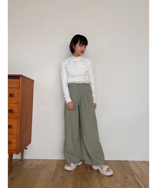 JUMELLE(ジュメロ)の「【低身長~高身長】ワイドチェックパンツ(スラックス・レディース・イエロー/グリーン・SMALL/MEDIUM)」の15枚目の写真