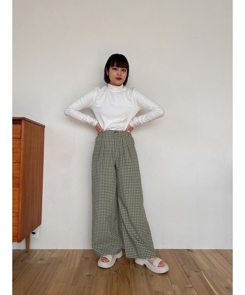 JUMELLE(ジュメロ)の「【低身長~高身長】ワイドチェックパンツ(スラックス・レディース・イエロー/グリーン・SMALL/MEDIUM)」の19枚目の写真