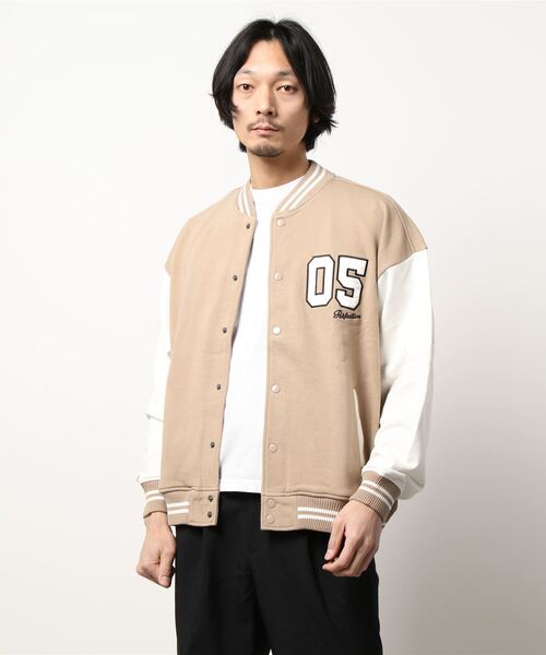 TRAP/U （トラップユー）の「【69】【TRAP/U】切替BIGスタジャン（スタジャン・メンズ・ダークグリーン/ベージュ/ブルー・MEDIUM/LARGE）」の11枚目の写真