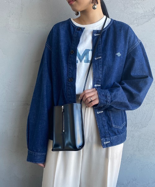 DANTON/ダントン] 11oz ネップデザイン ノーカラーデニムジャケット