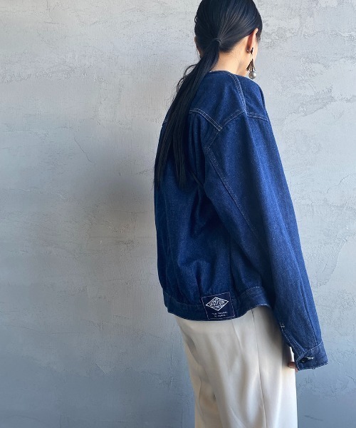 DANTON/ダントン] 11oz ネップデザイン ノーカラーデニムジャケット