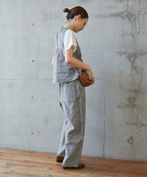 パーリッシィ　par ici 江戸炊きブロックチェック イージーパンツ パーリッシィ par ici 江戸炊きブロックチェック イージーパンツ