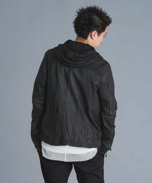 GIORGIO BRATO(ジョルジオブラット)の「GIORGIO BRATO × onegravity / フーデットパンチングレザージャケット(ブルゾン・メンズ・チャコールグレー/オフホワイト・46/48/50)」の21枚目の写真