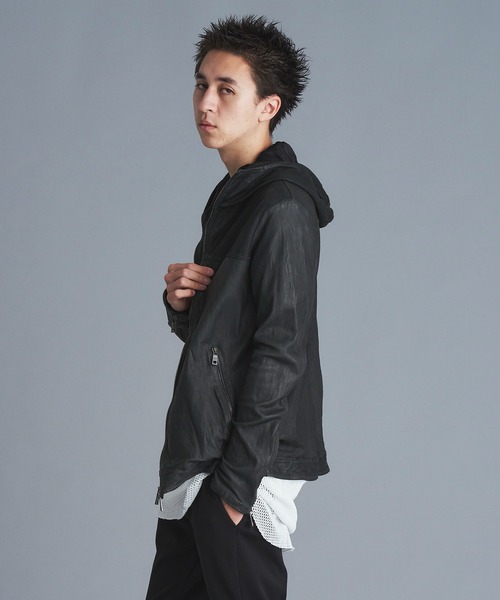 GIORGIO BRATO(ジョルジオブラット)の「GIORGIO BRATO × onegravity / フーデットパンチングレザージャケット(ブルゾン・メンズ・チャコールグレー/オフホワイト・46/48/50)」の20枚目の写真
