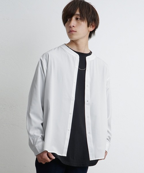 レア　テンダーロイン　ノーカラーシャツ セール】ノーカラー オーバーサイズ シャツ（シャツ/ブラウス