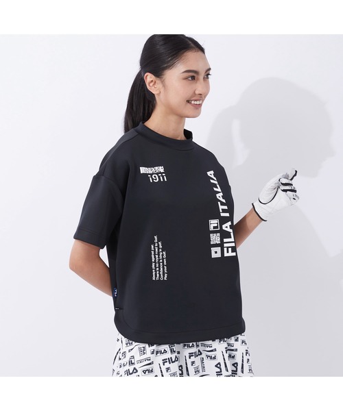 FILA GOLF(フィラゴルフ )の「FILA GOLF/フィラゴルフ ブランドロゴ オーバーサイズ半袖ミドラー/ゴルフウェア/レディース(その他トップス・レディース・ブラック/パープル・S/M/L)」の5枚目の写真