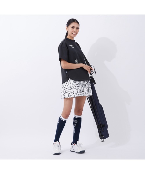 FILA GOLF(フィラゴルフ )の「FILA GOLF/フィラゴルフ ブランドロゴ オーバーサイズ半袖ミドラー/ゴルフウェア/レディース(その他トップス・レディース・ブラック/パープル・S/M/L)」の7枚目の写真