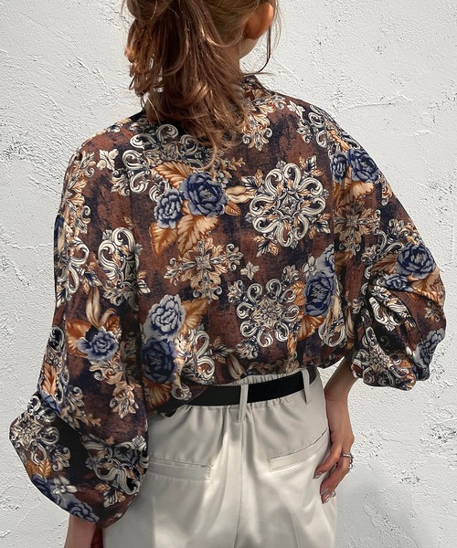 apres jour mignon（アプレジュールミニョン）の「柄バンドカラーシャツ【ZOZOTOWN限定アイテム】（シャツ/ブラウス・レディース・グリーン系その他/ブラウン系その他/ブルー系その他・X-LARGE/フリー）」の7枚目の写真