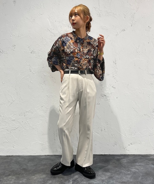 apres jour mignon（アプレジュールミニョン）の「柄バンドカラーシャツ【ZOZOTOWN限定アイテム】（シャツ/ブラウス・レディース・グリーン系その他/ブラウン系その他/ブルー系その他・X-LARGE/フリー）」の8枚目の写真