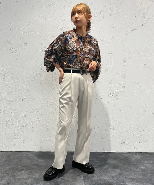 apres jour mignon（アプレジュールミニョン）の「柄バンドカラーシャツ【ZOZOTOWN限定アイテム】（シャツ/ブラウス・レディース・グリーン系その他/ブラウン系その他/ブルー系その他・X-LARGE/フリー）」の9枚目の写真