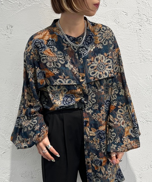 apres jour mignon（アプレジュールミニョン）の「柄バンドカラーシャツ【ZOZOTOWN限定アイテム】（シャツ/ブラウス・レディース・グリーン系その他/ブラウン系その他/ブルー系その他・X-LARGE/フリー）」の11枚目の写真