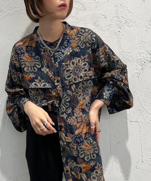 apres jour mignon（アプレジュールミニョン）の「柄バンドカラーシャツ【ZOZOTOWN限定アイテム】（シャツ/ブラウス・レディース・グリーン系その他/ブラウン系その他/ブルー系その他・X-LARGE/フリー）」の12枚目の写真