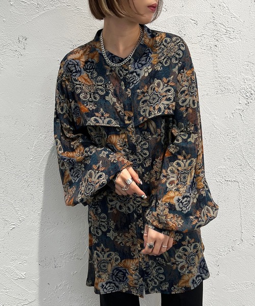 apres jour mignon（アプレジュールミニョン）の「柄バンドカラーシャツ【ZOZOTOWN限定アイテム】（シャツ/ブラウス・レディース・グリーン系その他/ブラウン系その他/ブルー系その他・X-LARGE/フリー）」の14枚目の写真