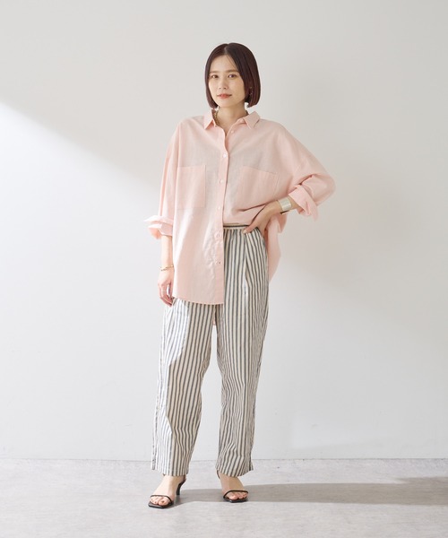 Omekashi（オメカシ）の「リネンオーバーシャツ（シャツ/ブラウス・レディース・ブラウン/オフホワイト/ピンク/イエロー/グリーン・FREE）」の21枚目の写真