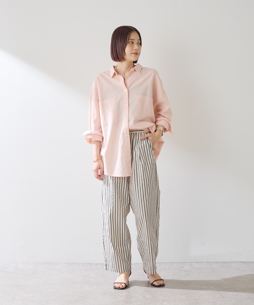 Omekashi（オメカシ）の「リネンオーバーシャツ（シャツ/ブラウス・レディース・ブラウン/オフホワイト/ピンク/イエロー/グリーン・FREE）」の20枚目の写真