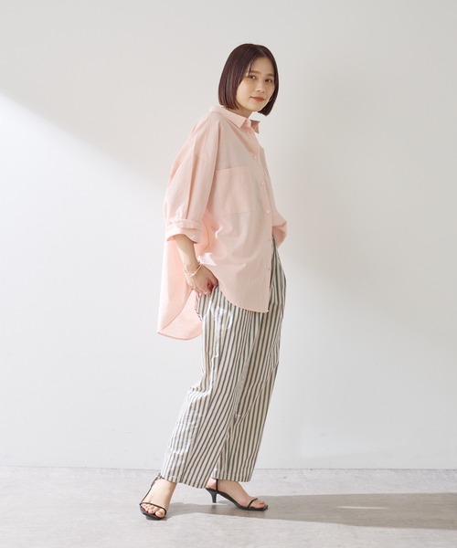 Omekashi（オメカシ）の「リネンオーバーシャツ（シャツ/ブラウス・レディース・ブラウン/オフホワイト/ピンク/イエロー/グリーン・FREE）」の19枚目の写真