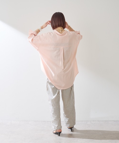 Omekashi（オメカシ）の「リネンオーバーシャツ（シャツ/ブラウス・レディース・ブラウン/オフホワイト/ピンク/イエロー/グリーン・FREE）」の18枚目の写真