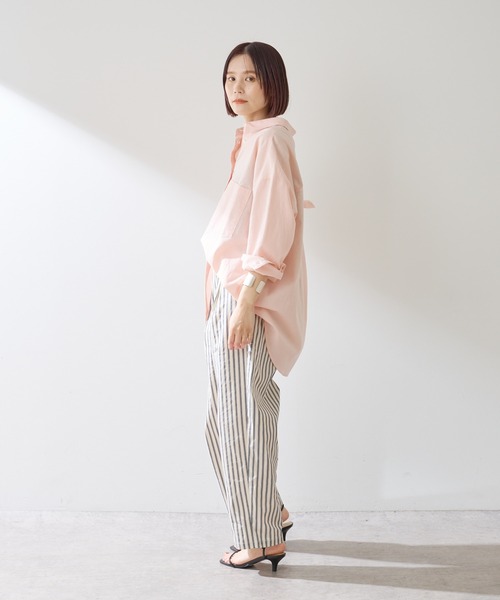 Omekashi（オメカシ）の「リネンオーバーシャツ（シャツ/ブラウス・レディース・ブラウン/オフホワイト/ピンク/イエロー/グリーン・FREE）」の16枚目の写真