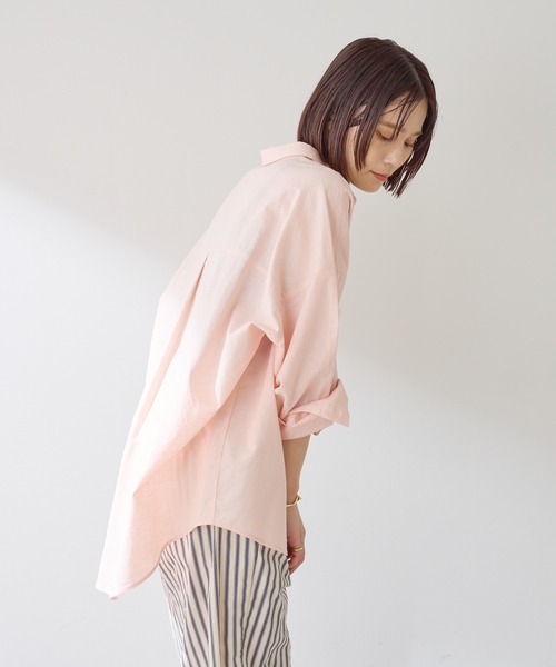 Omekashi（オメカシ）の「リネンオーバーシャツ（シャツ/ブラウス・レディース・ブラウン/オフホワイト/ピンク/イエロー/グリーン・FREE）」の22枚目の写真