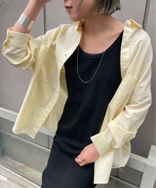 Omekashi（オメカシ）の「リネンオーバーシャツ（シャツ/ブラウス・レディース・ブラウン/オフホワイト/ピンク/イエロー/グリーン・FREE）」の13枚目の写真