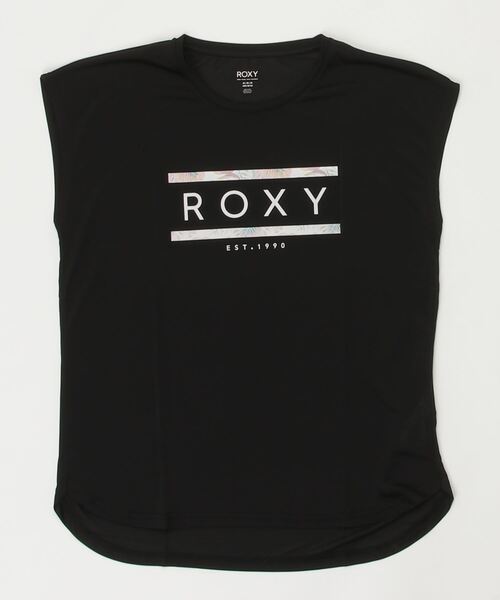 ROXY(ロキシー)の「ROXY/ロキシー 水陸両用/ロング丈/ボタニカル柄ロゴTシャツ/ラッシュガードTシャツ RLY222030(Tシャツ/カットソー・レディース・ブラック/ベージュ/ピンク・M/L)」の2枚目の写真