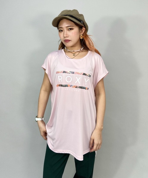 ROXY(ロキシー)の「ROXY/ロキシー 水陸両用/ロング丈/ボタニカル柄ロゴTシャツ/ラッシュガードTシャツ RLY222030(Tシャツ/カットソー・レディース・ブラック/ベージュ/ピンク・M/L)」の8枚目の写真