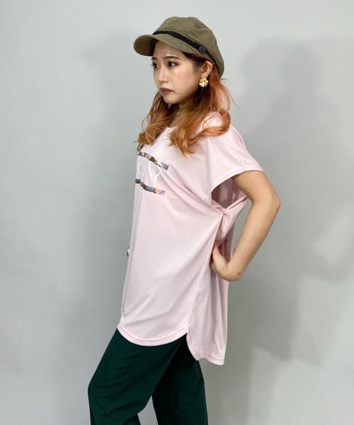ROXY(ロキシー)の「ROXY/ロキシー 水陸両用/ロング丈/ボタニカル柄ロゴTシャツ/ラッシュガードTシャツ RLY222030(Tシャツ/カットソー・レディース・ブラック/ベージュ/ピンク・M/L)」の9枚目の写真