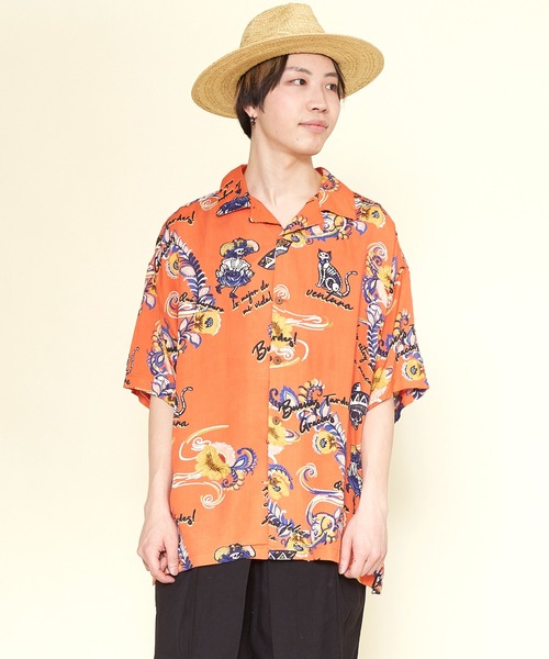 チャイハネ（チャイハネ）の「【チャイハネ】クレアロMEN'S開襟シャツ（シャツ/ブラウス・メンズ・ホワイト/ブラック/オレンジ/マルチ・FREE）」の3枚目の写真