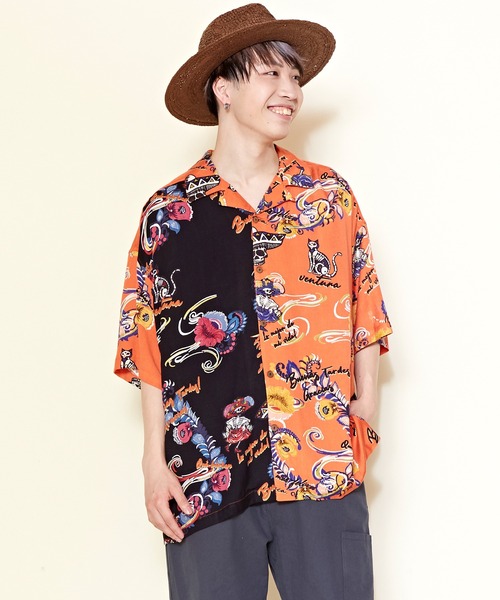 チャイハネ（チャイハネ）の「【チャイハネ】クレアロMEN'S開襟シャツ（シャツ/ブラウス・メンズ・ホワイト/ブラック/オレンジ/マルチ・FREE）」の4枚目の写真