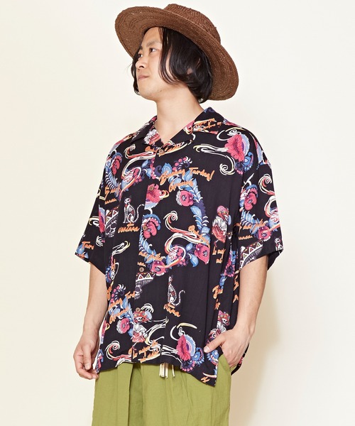 チャイハネ（チャイハネ）の「【チャイハネ】クレアロMEN'S開襟シャツ（シャツ/ブラウス・メンズ・ホワイト/ブラック/オレンジ/マルチ・FREE）」の2枚目の写真