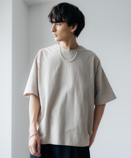 Rocky Monroe(ロッキーモンロー)の「オーバーサイズ USAコットン 無地 クルーネック半袖ビッグTシャツ(Tシャツ/カットソー・メンズ・ホワイト/ライトグレー/ブラック/ベージュ/パープル/ブラウン/ピンク/イエロー/ブルー/グリーン/チャコール・M/L/XL)」の7枚目の写真