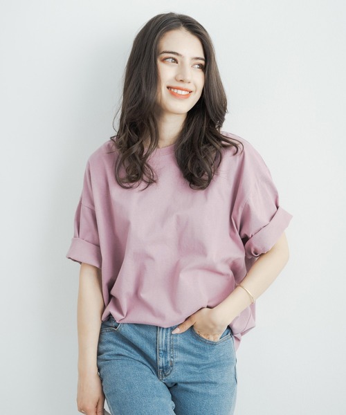 Rocky Monroe(ロッキーモンロー)の「オーバーサイズ USAコットン 無地 クルーネック半袖ビッグTシャツ(Tシャツ/カットソー・メンズ・ホワイト/ライトグレー/ブラック/ベージュ/パープル/ブラウン/ピンク/イエロー/ブルー/グリーン/チャコール・M/L/XL)」の11枚目の写真