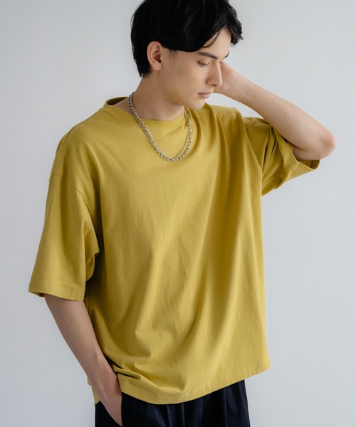 Rocky Monroe(ロッキーモンロー)の「オーバーサイズ USAコットン 無地 クルーネック半袖ビッグTシャツ(Tシャツ/カットソー・メンズ・ホワイト/ライトグレー/ブラック/ベージュ/パープル/ブラウン/ピンク/イエロー/ブルー/グリーン/チャコール・M/L/XL)」の10枚目の写真