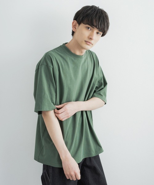 Rocky Monroe(ロッキーモンロー)の「オーバーサイズ USAコットン 無地 クルーネック半袖ビッグTシャツ(Tシャツ/カットソー・メンズ・ホワイト/ライトグレー/ブラック/ベージュ/パープル/ブラウン/ピンク/イエロー/ブルー/グリーン/チャコール・M/L/XL)」の14枚目の写真