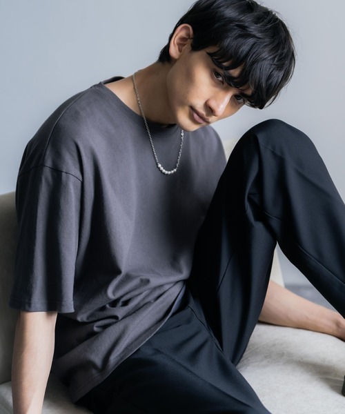 Rocky Monroe(ロッキーモンロー)の「オーバーサイズ USAコットン 無地 クルーネック半袖ビッグTシャツ(Tシャツ/カットソー・メンズ・ホワイト/ライトグレー/ブラック/ベージュ/パープル/ブラウン/ピンク/イエロー/ブルー/グリーン/チャコール・M/L/XL)」の18枚目の写真