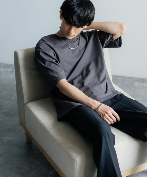 Rocky Monroe(ロッキーモンロー)の「オーバーサイズ USAコットン 無地 クルーネック半袖ビッグTシャツ(Tシャツ/カットソー・メンズ・ホワイト/ライトグレー/ブラック/ベージュ/パープル/ブラウン/ピンク/イエロー/ブルー/グリーン/チャコール・M/L/XL)」の19枚目の写真